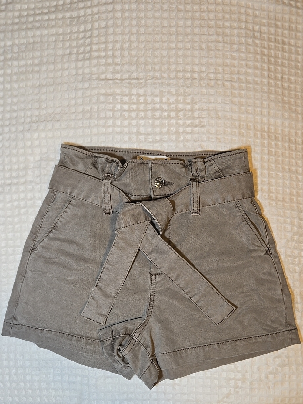 Paige Anessa Tie Paperbag Waist Shorts 25 Belted High Waist Soft Lyocell Green
